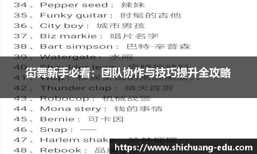 街舞新手必看：团队协作与技巧提升全攻略